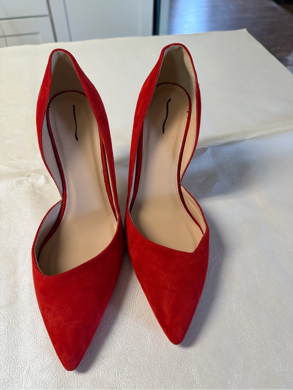 J. Crew Red Suede Pointed-Toe Pumps